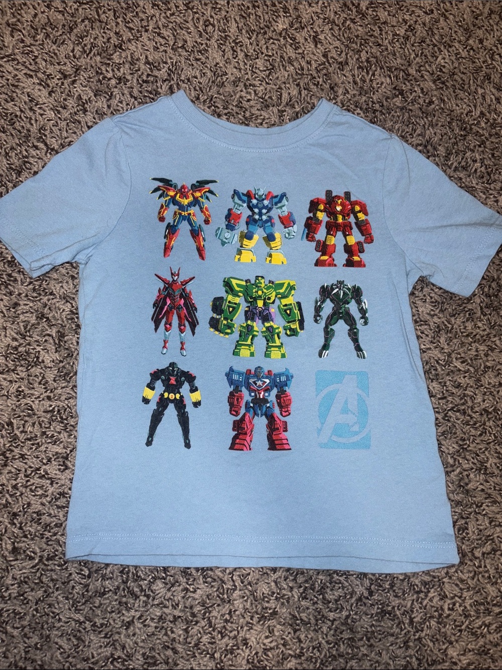CLEARANCE 4 for $12 - Avengers Transformers Light Blue Graphic Tee 4T